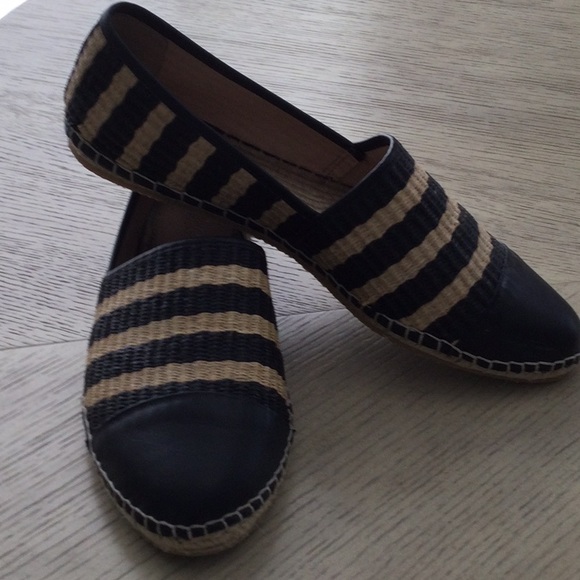 Loeffler Randall Striped Raffia Mara Espadrille Slip On Flats - Picture 7 of 9